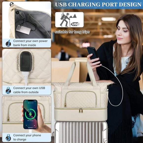 Brand New Large Size Travel Gym Sports Bags With Wet Pocket Waterproof With USB/ - Picture 4 of 9